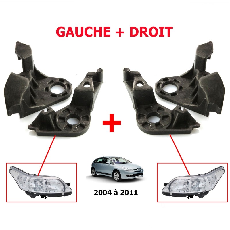 Kit, support, pattes, clips, pour phare optique C4 I et C4 I coupé gauche + droit